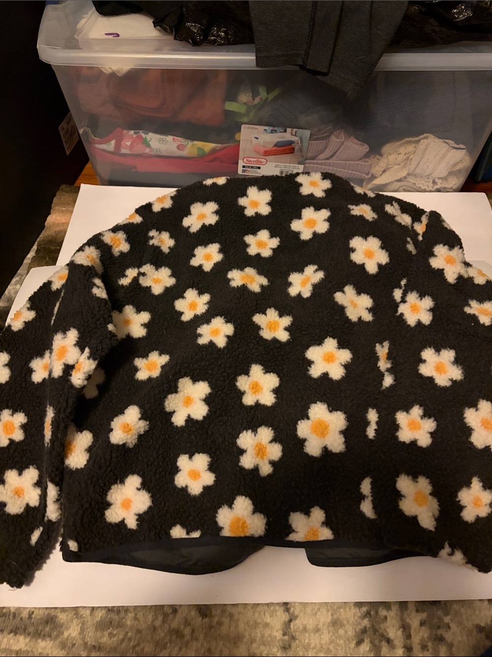 Simply Southern Dark Grey Sherpa Jacket with White & Yellow Flower Print - Picture 8 of 10